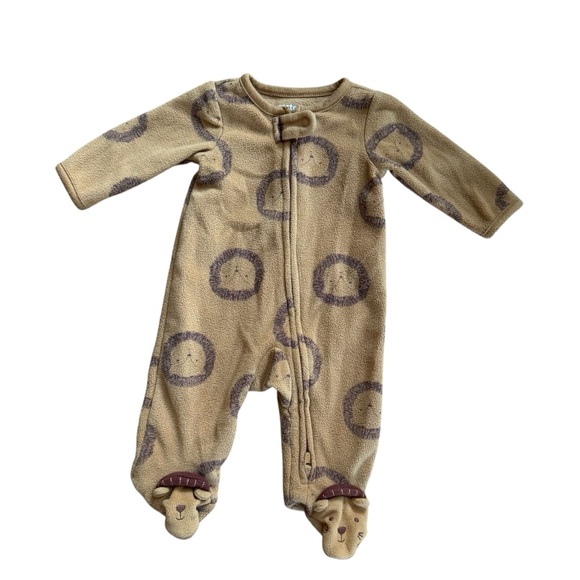 Carter’s Brown Lion Fleece Pajama Footed Zippy 2-way Zip Baby Boy Newborn NB - Picture 1 of 4